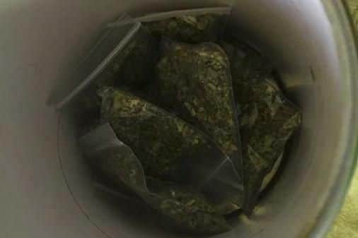 Photos of the class B drug Spice in deal bags found at Colin Gibbs' home. Picture: CPS Wessex
