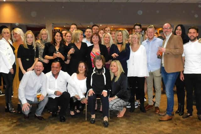 Norma with most of her grandchildren at her 90th birthday party.