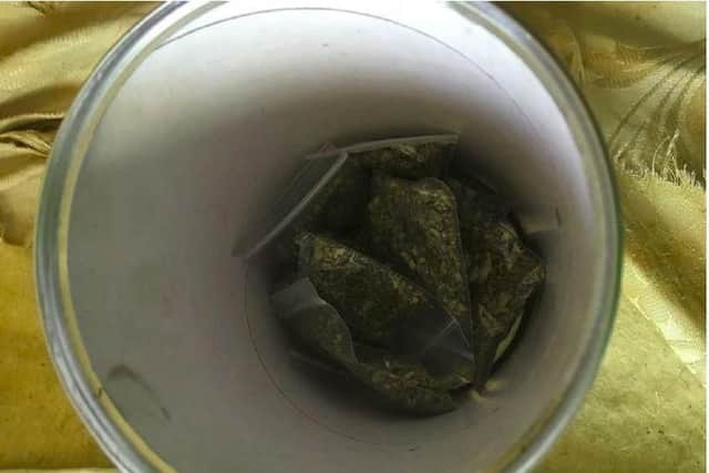 Photos of the class B drug Spice in deal bags found at Colin Gibbs' home. Picture: CPS Wessex
