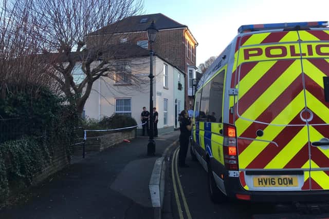 Hampshire police at the scene of the fire in Peel Place, as they assist Hampshire Fire and Rescue Service. Picture: Fiona Callingham