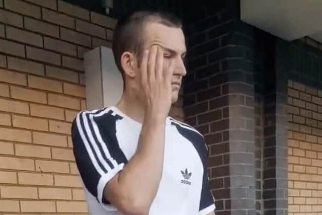 Royal Navy rating Kyle Catmull broke down in tears on a video recorded by TRAP in Fareham