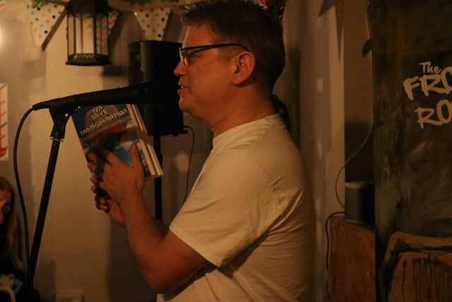Gareth Howells reads from his debut short story collection at Hunter Gatherer coffee shop in Southsea, February 7, 2019. Picture by Emily Priest
