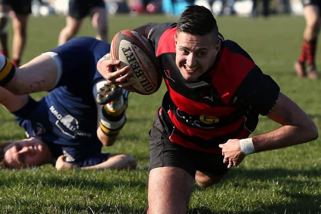 Jashan Solanki scores. Fareham Heathens v Ellingham Ringwood, Semi final, Hampshire Plate. Picture: Chris Moorhouse