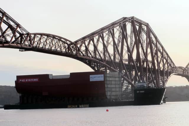 The pieces of HMS Queen Elizabeth arrived in Rosyth to be assembled in 2012. Picture: Freelance