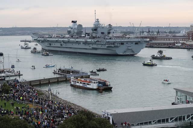 HMS Queen Elizabeth arrived in Portsmouth for the first time on August 16, 2017 having sailed from Rosyth. Picture: Dan Kitwood/Getty Images