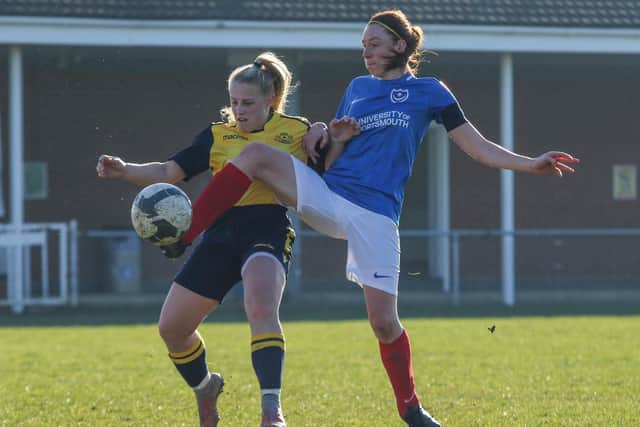 Pompey Women beat Moneyfields 4-1 with Rachel Panting scoring a hat-trick. Picture: Jordan Hampton