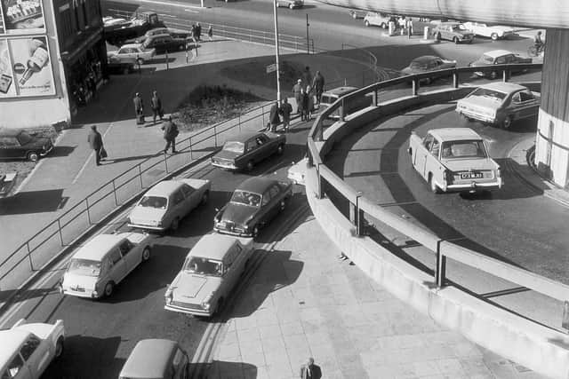 The helter skelter-style ramps leading up to the 400-space car park on top of the Tricorn.