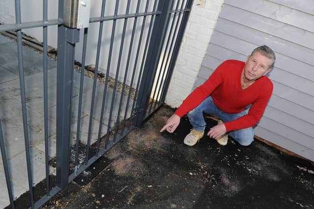 Mick Forfar in the area of the leak. Picture: Habibur Rahman