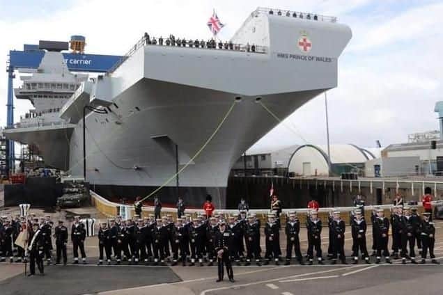 HMS Prince of Wales, the second of the Royal Navy's two Queen Elizabeth-class aircraft carriers, is currently close to completion in Rosyth. Photo: MoD