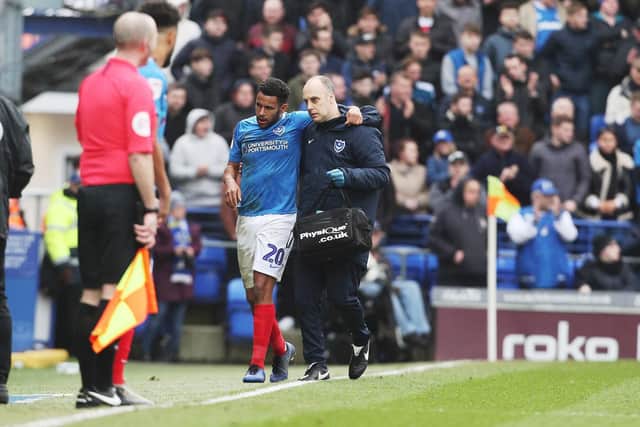 Nathan Thompson was forced off with a head injury against Bradford. Picture: Joe Pepler