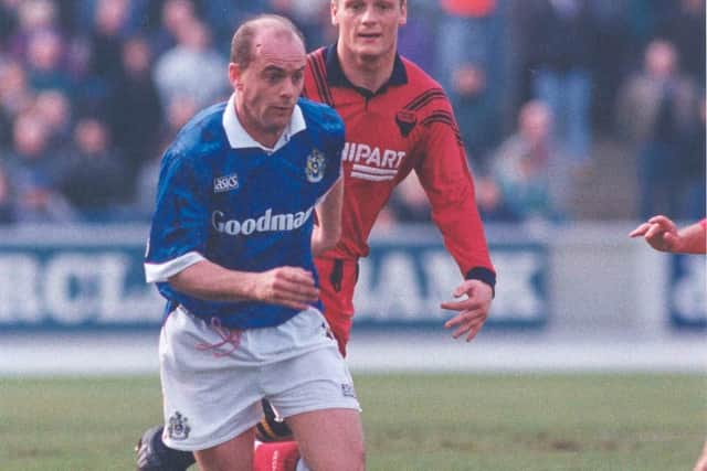 The full-back who turned out for Pompey between 1993 and 1994 was sidelined after dropping a toolbox on his foot.
