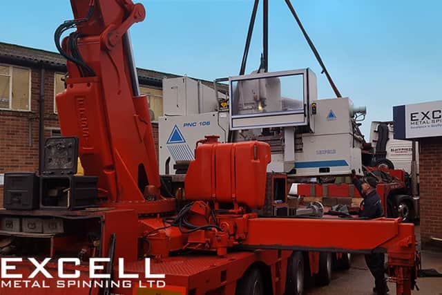 CNC Leifield Metal Spinning Lathe being installed at Excell Metal Spinning in Portsmouth