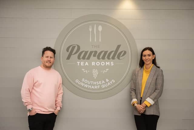 Mark Hogan, owner of the Parade Tea Rooms, with Grace Pitchers, who will be the manager of the new Gunwharf Quays venue. Picture by CJR Photography.