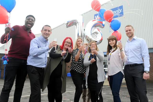 Williams & Co in Standard Way, Fareham
Pictured is: (l-r) Manny Bashorun, accounts receivable administrator, Ian Carter, branch support manager, Marie Steel, operations support, Donna Armstrong, operations support, Georgina Holdsworth, operations admin manager, Amy Green, HR advisor and Patrick Skilton, commercial manager.
Picture: Sarah Standing (010319-671)