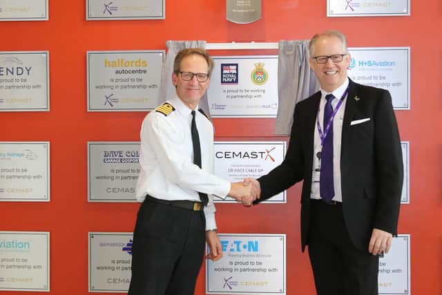 Captain Robert Vitali, left, and Fareham College principal Nigel Duncan