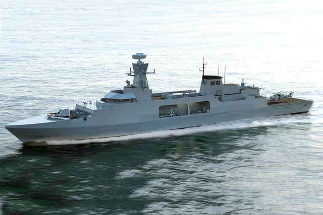 A concept image of what the Type 31e frigate could look like.
