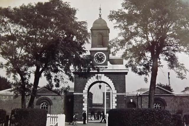 The main gate of St Vincent Barracks, Gosport then a boys training establishment. Photo: George Millener collection.
