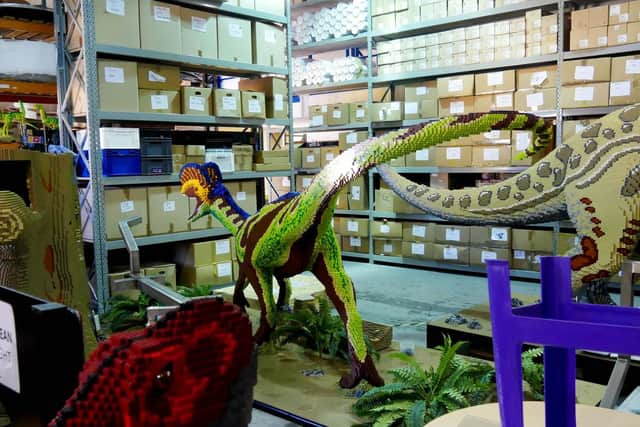 Some of the completed dinosaurs ready for Marwell Zoo. Picture: Habibur Rahman