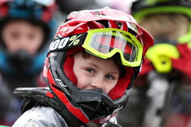 Huey Lillington, 7, before his start. Round One of the Southern Regional BMX Racing Competition, held in Gosport.