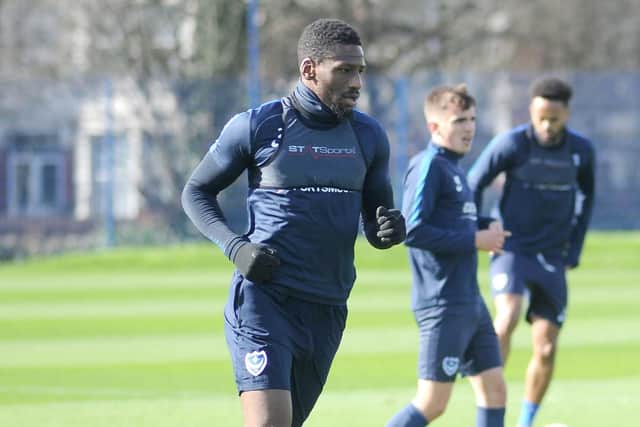 Omar Bogle returned to Pompey training on Thursday Picture: Habibur Rahman