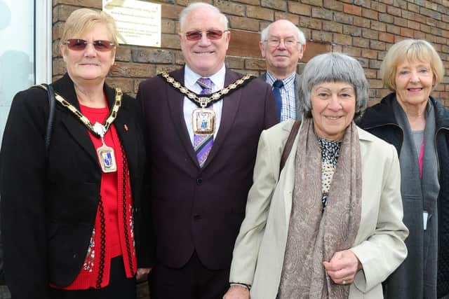 A plaque was unveiled by The Mayor of Havant Peter Wade at Waterlooville Library to commemorate aeronautical engineer and racing driver Beatrice Shilling OBE. 

Pictured is: (l-r) The Mayoress of Havant Janet Wade, The Mayor of Havant Peter Wade, Geoff Smith from U3A, Adele Mallows and Cllr. Ann Briggs.

Picture: Sarah Standing (080319-1316)