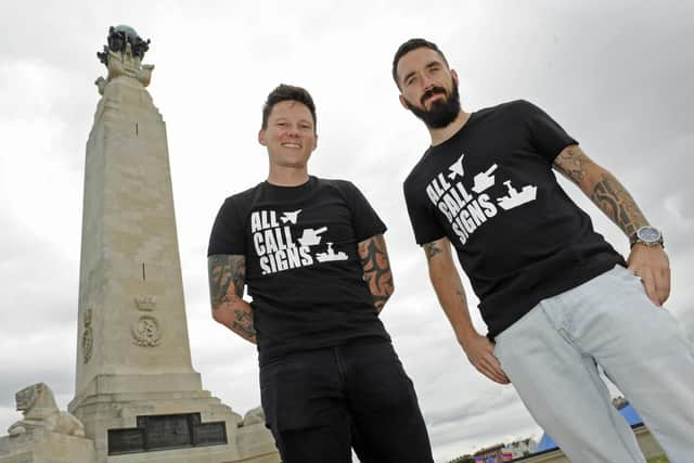 Retired soldier Stephen James, right, has welcomed the calls to stage a debate. He is pictured with fellow soldier Daniel Arnold who he set up military support network All Call Signs with. Photo: Ian Hargreaves  (180824-1army)