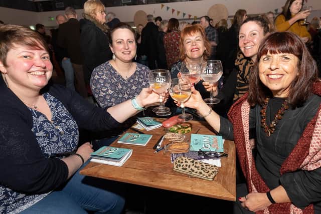 Ladies about to enjoy their gins. Picture: Keith Woodland (090319-54)