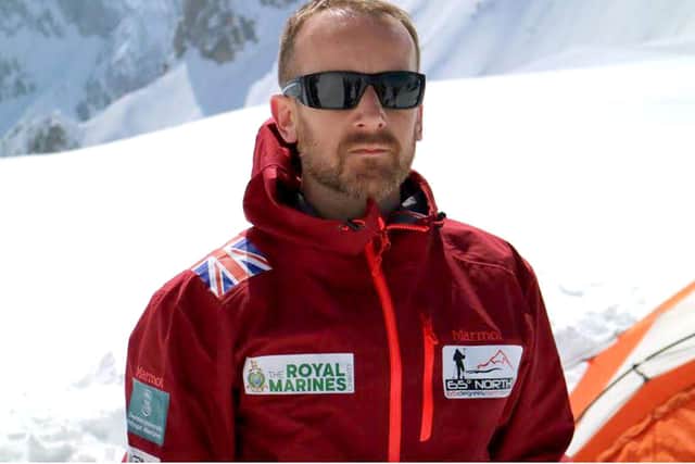 Royal Marine Joe pictured while climbing north America's highest mountain, Denali.