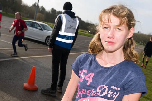 First female finisher Rowena Barker. Picture: Duncan Shepherd