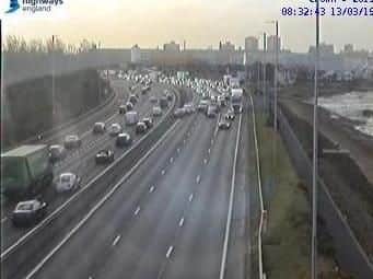 Traffic camera footage from the scene of the accident. Picture: Highways England
