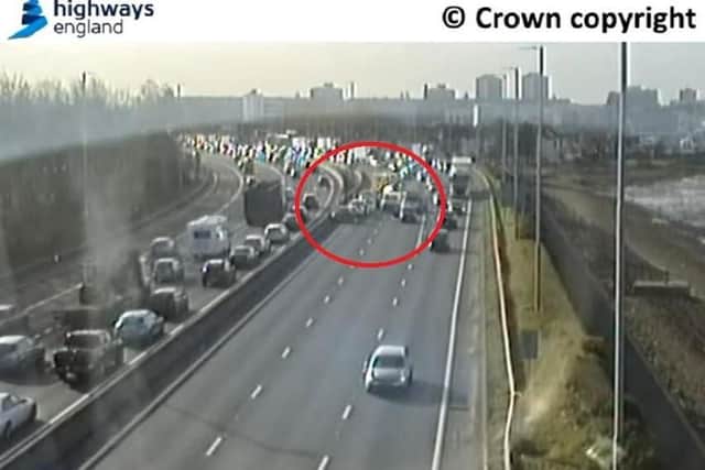 Traffic camera footage from the scene