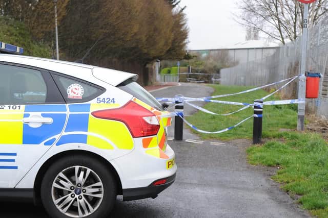 A police cordon is in place at Moneyfield Avenue in Portsmouth yesterday. Picture: Habibur Rahman