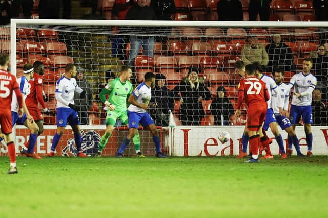 Pompey conceded from two corners against Walsall. Picture: Joe Pepler
