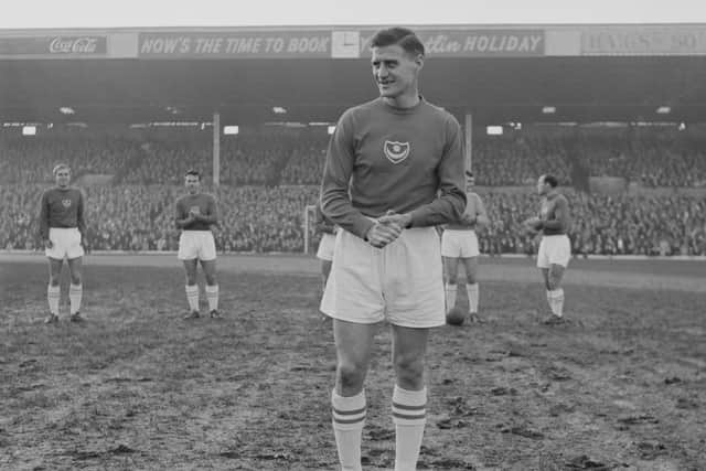 English soccer player Jimmy Dickinson (1925 - 1982) of Portsmouth FC at Fratton Park stadium for a match against Charlton Athletic FC, Portsmouth, UK, 16th November 1963. (Photo by Daily Express/Hulton Archive/Getty Images)
