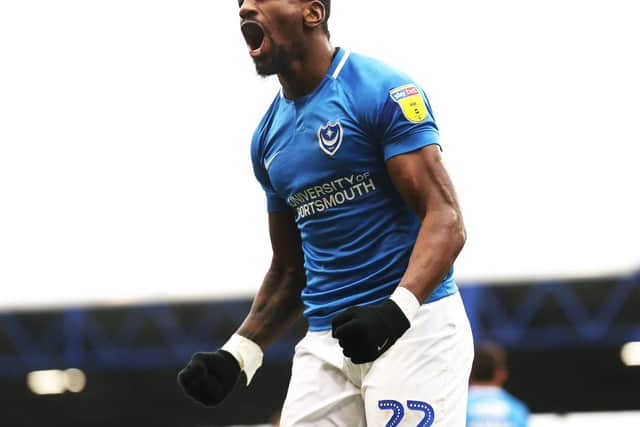 Omar Bogle celebrates after netting against Scunthorpe