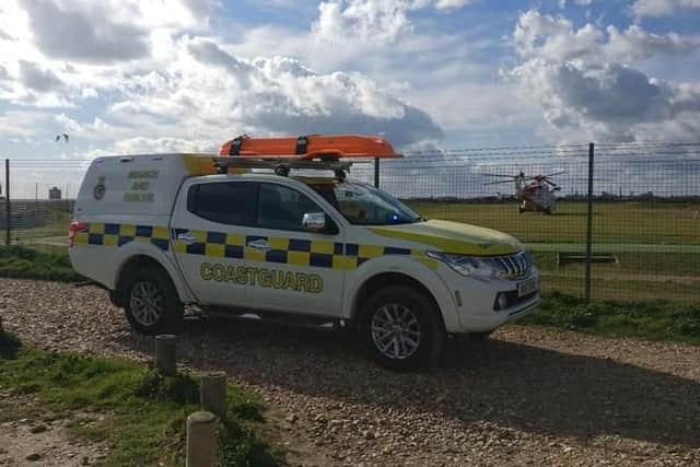 Coastguard teams pictured at the Hayling Golf Club during the rescue of the two windsurfers. Photo: Portsmouth Coastguard Rescue Team