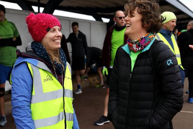 Rachel Cutler, left, and Joanne Kitching. Southsea parkrun, Clarence Esplanade Picture: Chris Moorhouse (160319-37)
