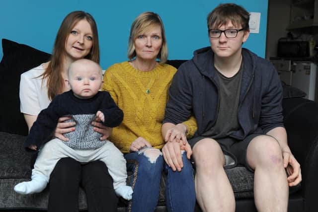 Hilary's family, Becky Mills with Jenson, 7 months, Hilary Mills and her other son, Bradley Mills
Picture: Habibur Rahman