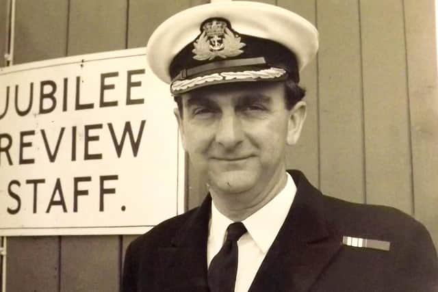 Midshipman Walwyn the U-boat survivor in 1977 when, as Captain Walwyn, he led organising of the 1977 Fleet Review at Spithead. He had attained the rank of captain.