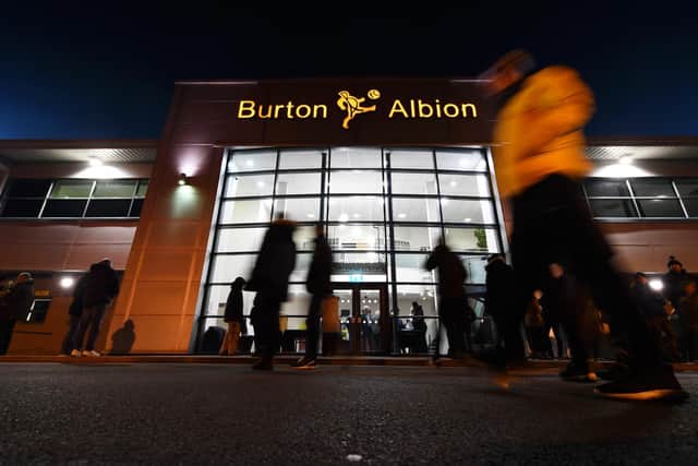 Burton win: 59.2%. Draw: 25.1%. Accrington win: 15.6%.