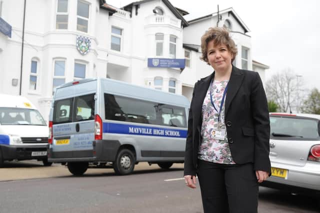 Headteacher Rebecca Parkyn outside Mayville High School in St Simon's Road, Southsea
Picture: Habibur Rahman