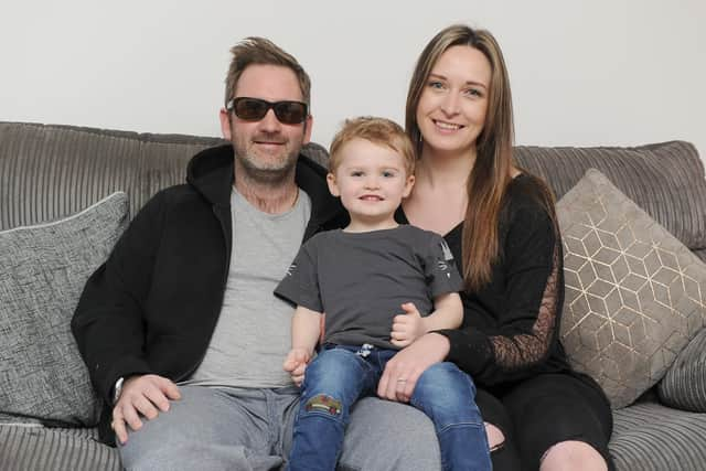 Ricky, Clarissa and their son, George, who is three, at their Cowplain home. Picture: Habibur Rahman