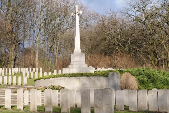 The cemetery where Ian Cross is buried alongside dozens of others from his escape party