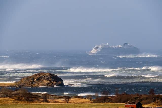 The cruise ship Viking Sky as it drifts after sending a Mayday signal because of engine failure in windy conditions near Hustadvika, off the west coast of Norway, on Saturday March 23, 2019.  Picture: PA Wire: Odd Roar Lange / NTB scanpix via AP