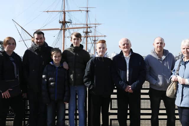 The Watson and the Beatty families at the taster day at Portsmouth Historic Dockyard, where some visitors were guests of The News'. Picture: Chris Moorhouse (240319-4)