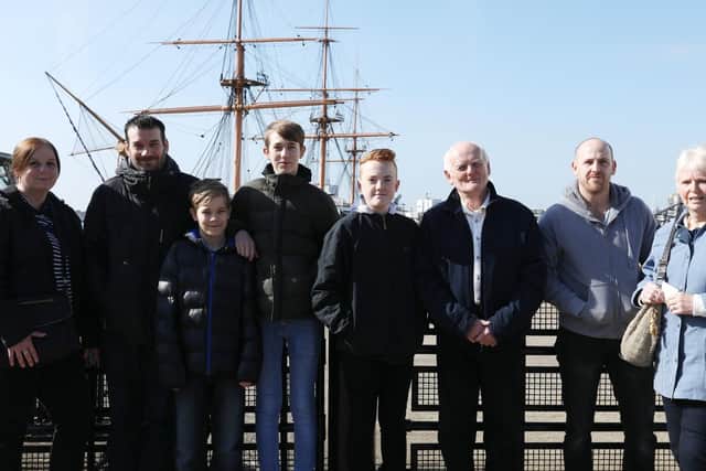 The Watson and the Beatty families at the taster day at Portsmouth Historic Dockyard, where some visitors were guests of The News'. Picture: Chris Moorhouse (240319-4)