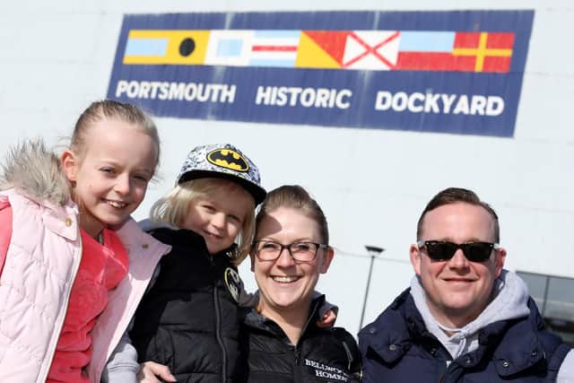 Hayley and David Griggs and their children Amy, 8, left, and Alfie, 4 at the taster day at Portsmouth Historic Dockyard, where some visitors were guests of The News'. Picture: Chris Moorhouse (240319-9)