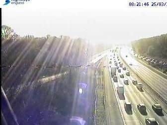 Traffic queuing on the M27 eastbound this morning. Picture: Highways England