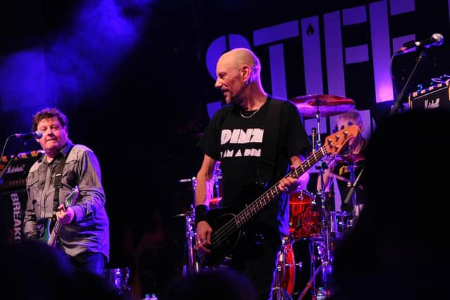 Stiff Little Fingers' bassist Ali McMordie sports the T-shirt of Pompey punks The Dinz during their encore. Picture by Paul Windsor