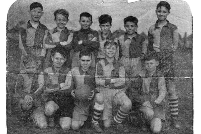 The winning team in the Gosport Schools Cup in 1956. Grandfather Robert Lihou is the goalkeeper in the different colour top.